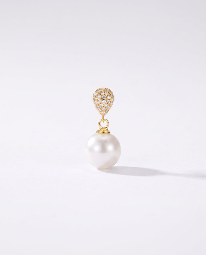 Gold Pave Pearl Drop Earrings