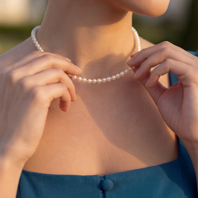 Classic Freshwater Pearl Necklace | 5.5–6mm AAAA Round | Adjustable Princess Length detail