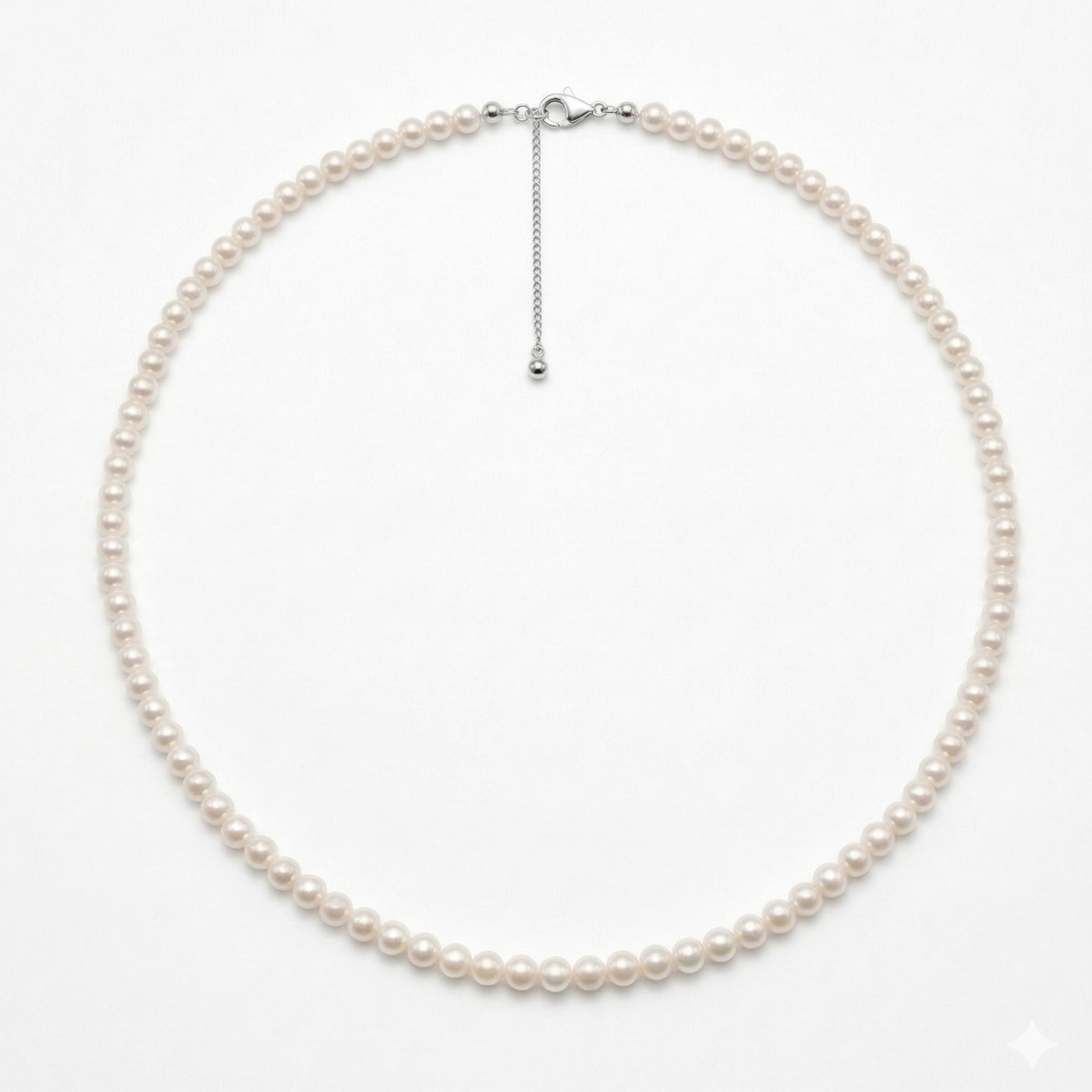 Dainty 4–4.5mm AAAA freshwater seed pearl necklace, adjustable princess length — full view