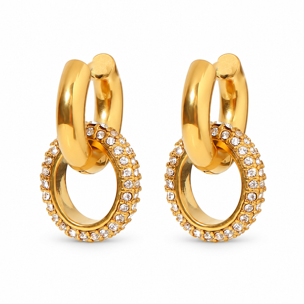 Interlace Double Hoop Earrings, 18k Gold Plated Steel