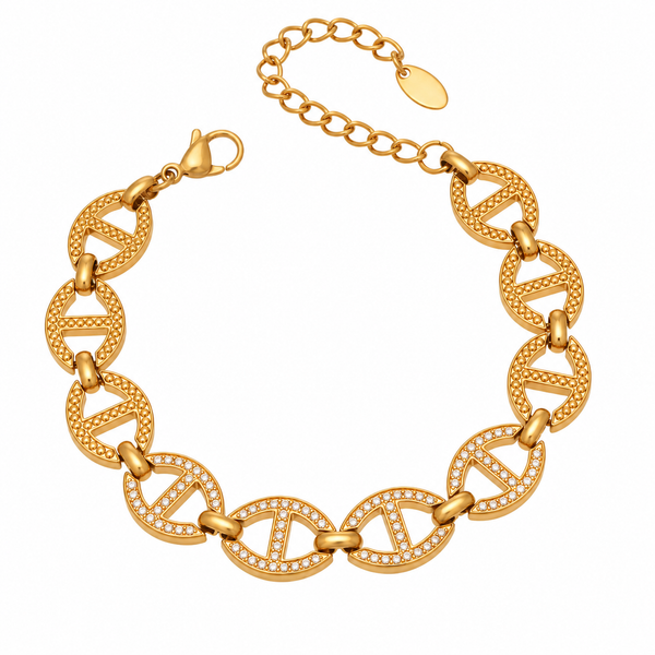 Mooring Anchor Link Bracelet, 18k Gold Plated Steel