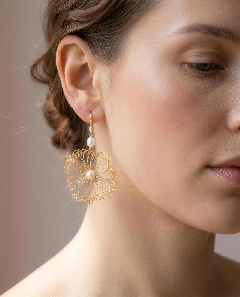 Play of Light Gilded Bloom Drop Earrings detail