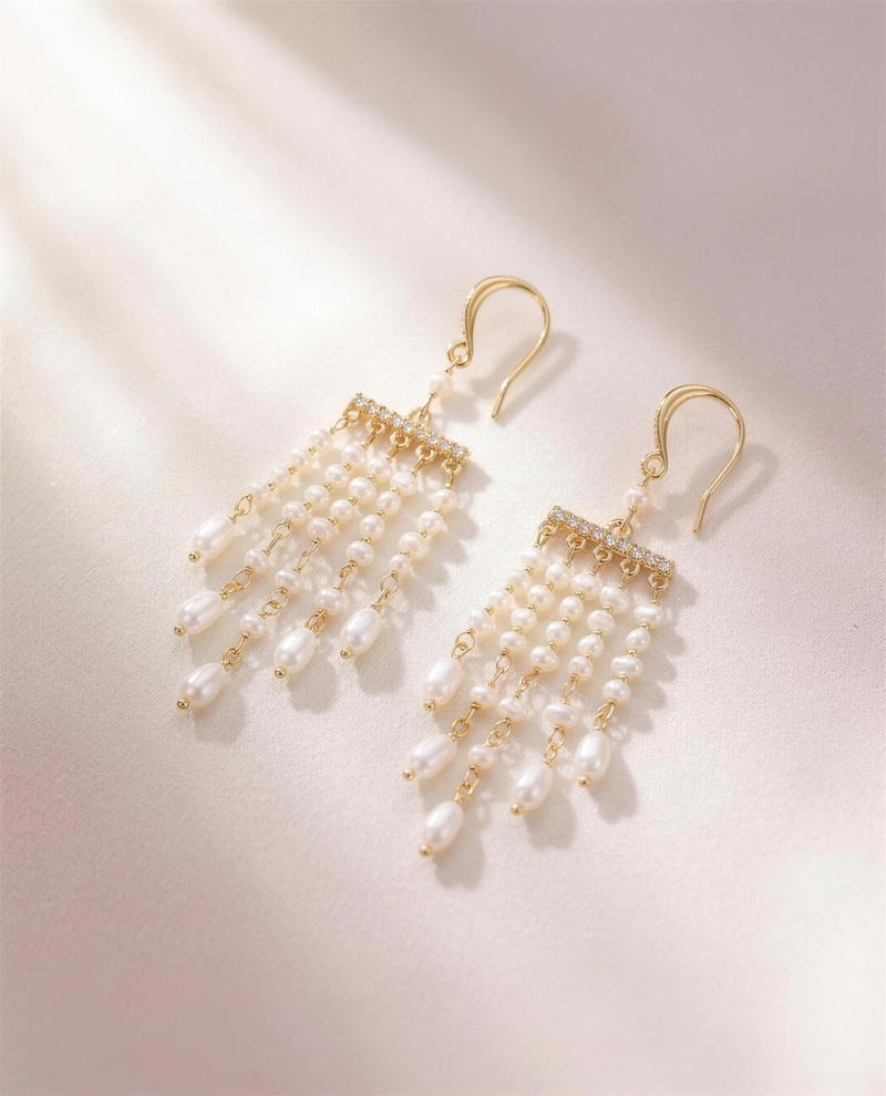 Play of Light Pearl Tassel Drop Earrings