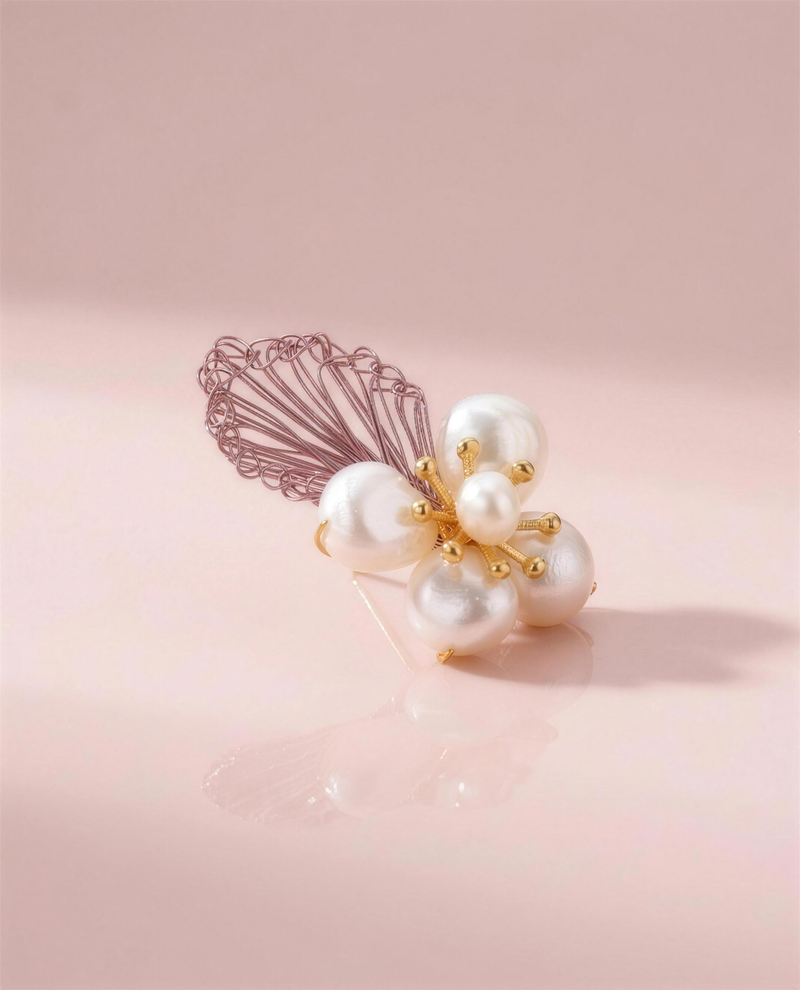 Play of Light Pearl Blossom Studs detail