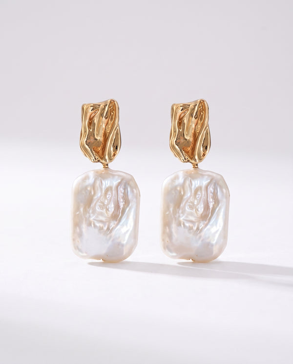 Rectangle Baroque Pearl Drops