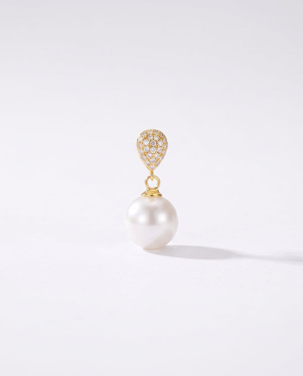 Gold Pave Pearl Drop Earrings