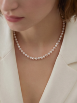 AAAA pearl necklace with botanical flower clasp — alternate angle