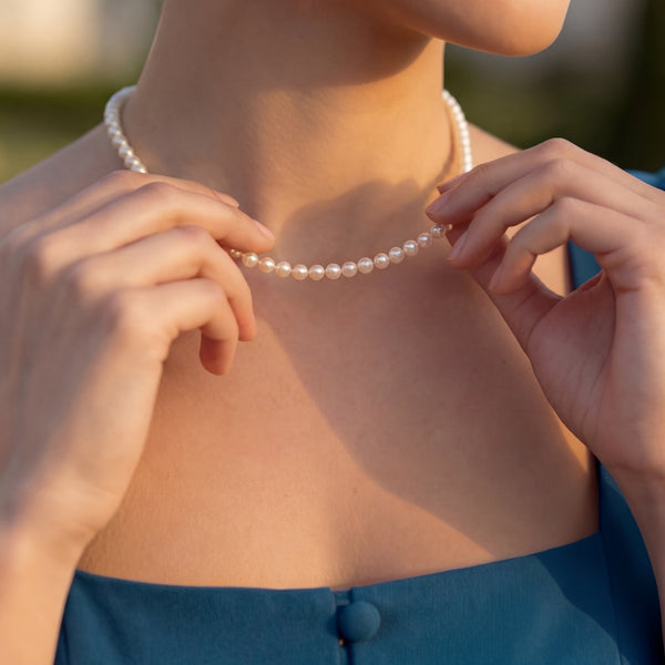 Classic Freshwater Pearl Necklace | 5.5–6mm AAAA Round | Adjustable Princess Length detail