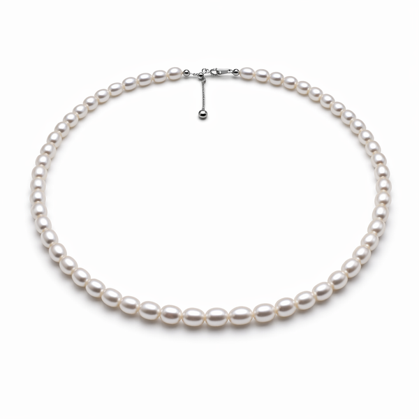 Modern Organic Shape Pearl Necklace | 5.5-6mm AAAA Drop Pearls | OT Clasp