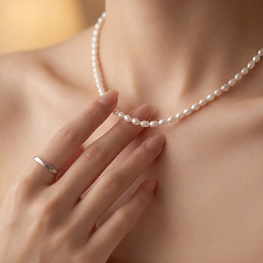 AAAA freshwater drop pearl necklace — adjustable 40–45cm length detail