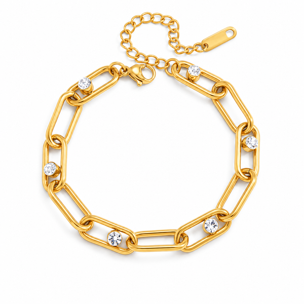 Rivet Chunky Link Bracelet, 18k Gold Plated Steel