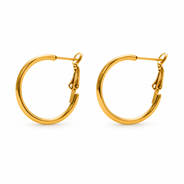 Perennial Round Hoop Earrings, Gold or Silver Steel
