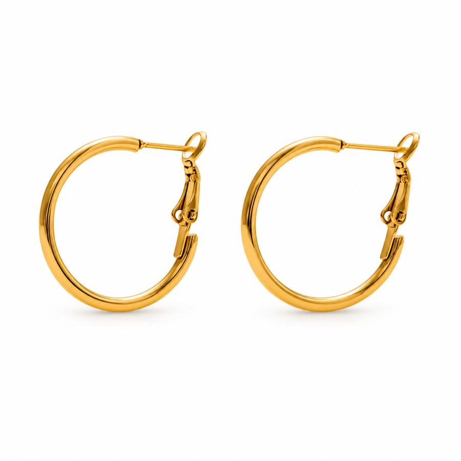 Perennial Round Hoop Earrings, Gold or Silver Steel