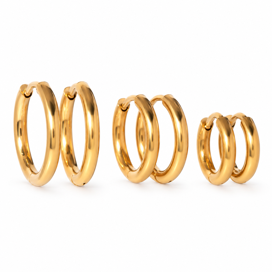 Nest Graduated Huggie Set of 3, 18k Gold Plated Steel