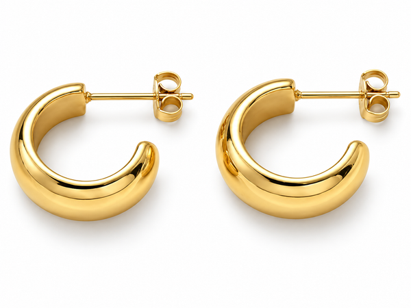 Cusp Chunky Hoop Earrings, 18k Gold Plated Steel