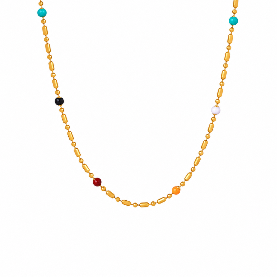 Sun & Moon Layering Necklace, 18k Gold Plated Steel