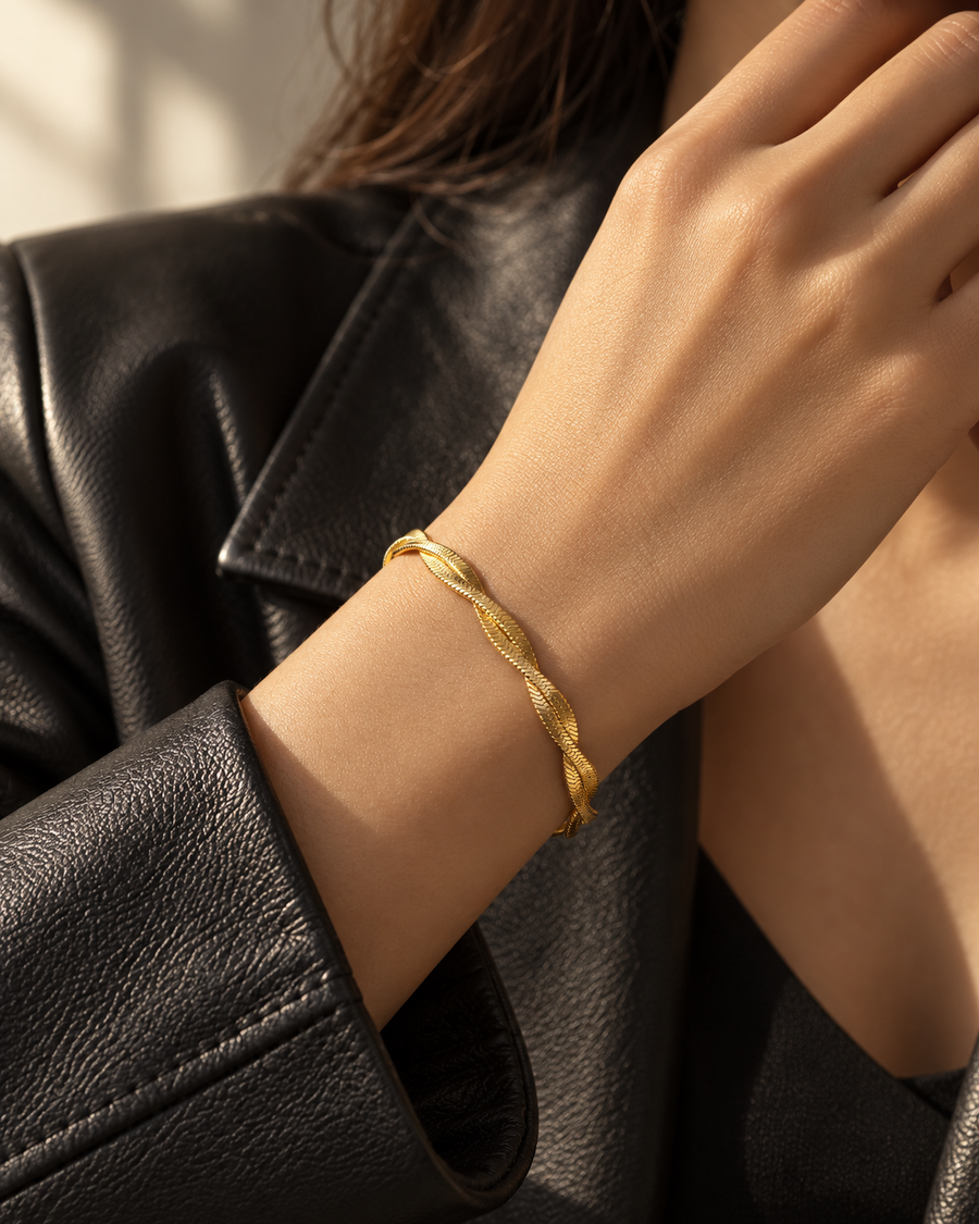 Dewpoint Layered Drop Necklace, 18k Gold Plated Steel