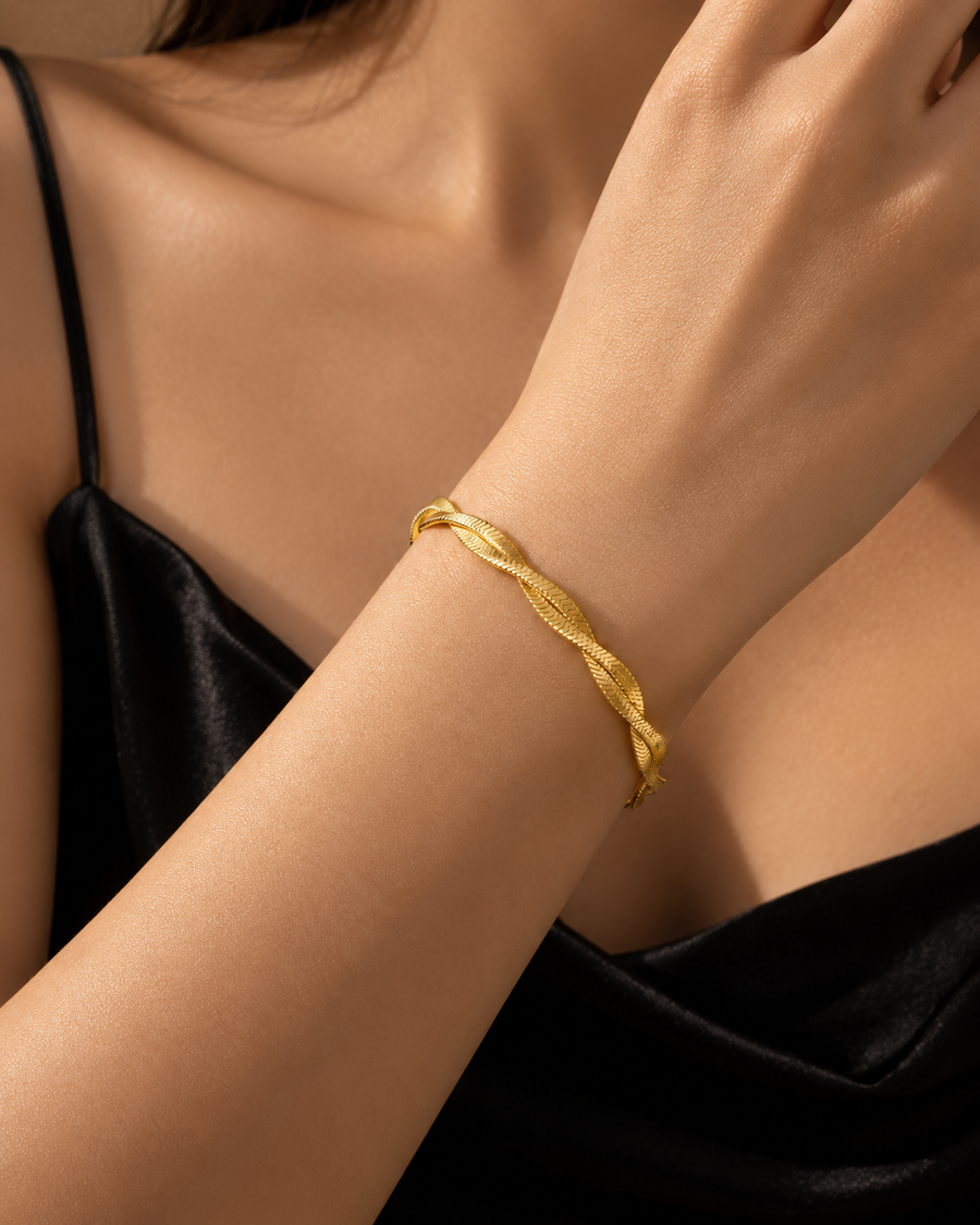 Dewpoint Layered Drop Necklace, 18k Gold Plated Steel
