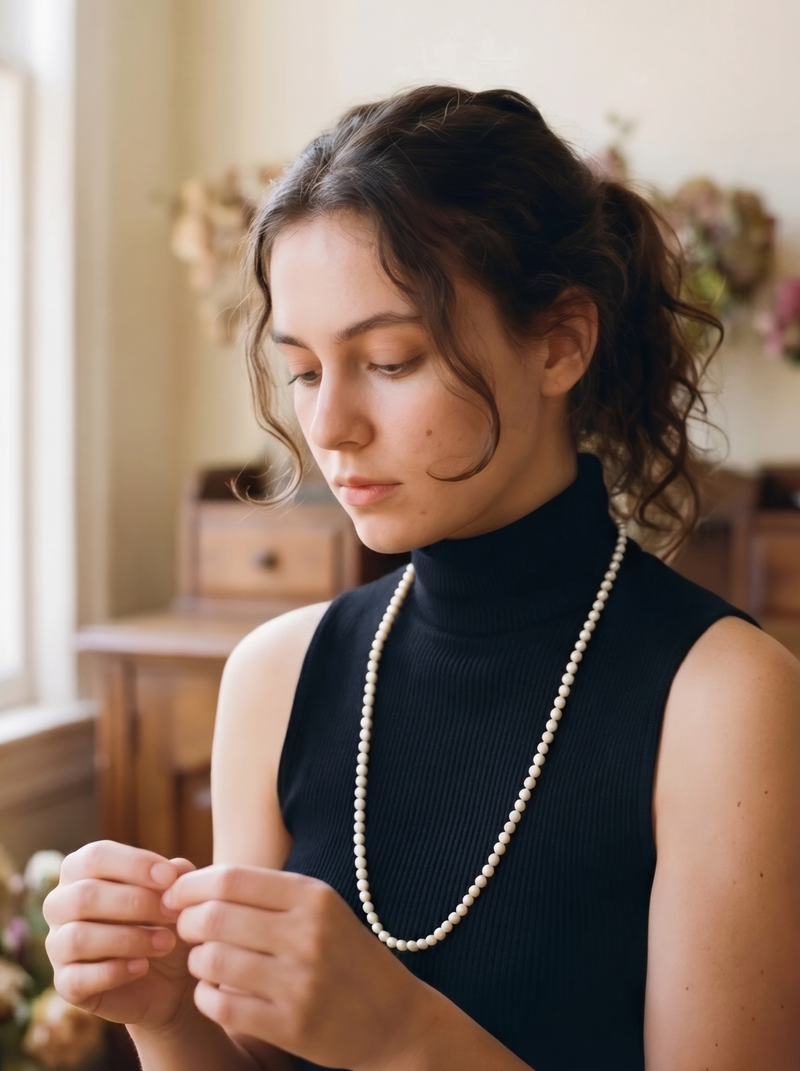 Opera-length AAAA pearl necklace shown as double-wrap layered styling