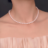 AAAA freshwater rice pearl necklace — modern organic shape detail