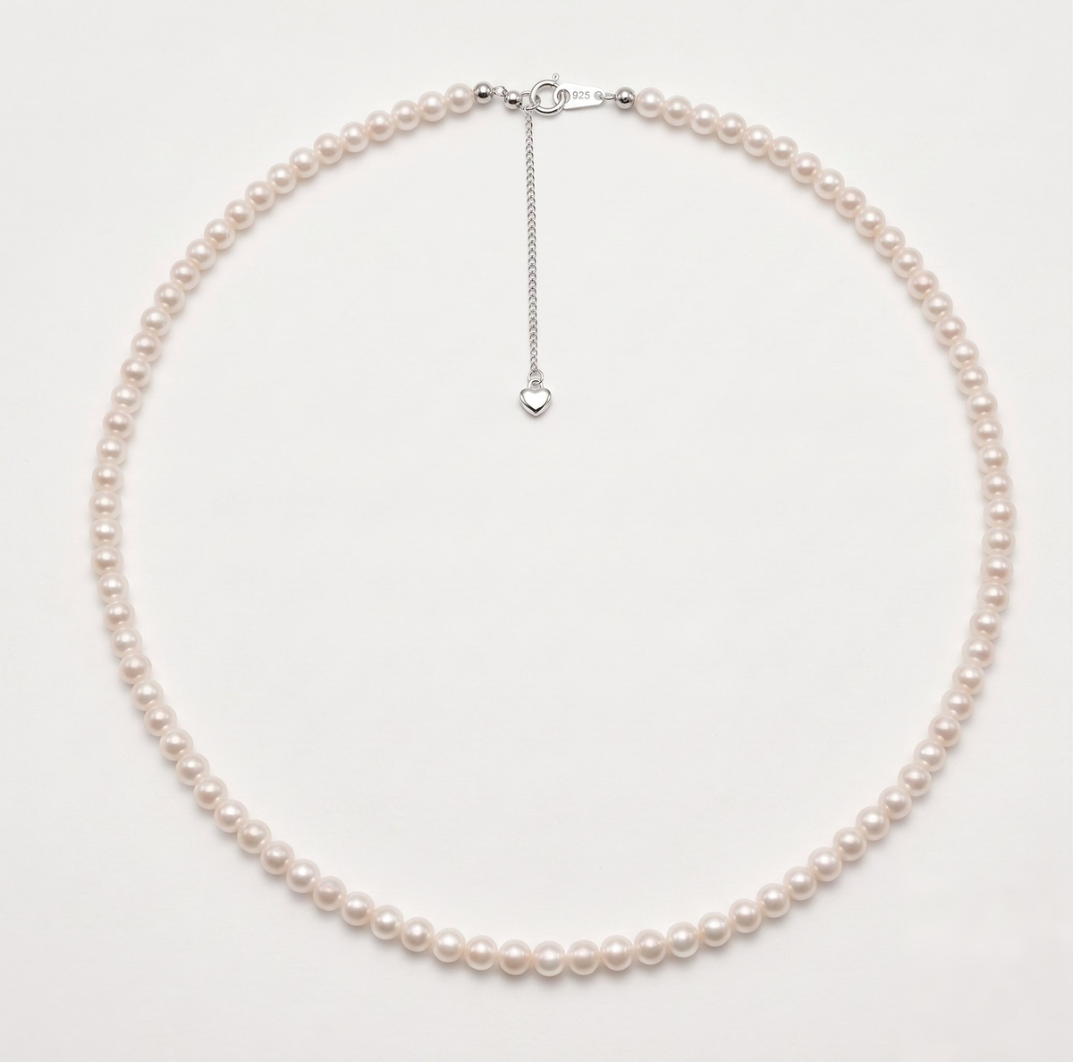 Dainty white freshwater pearl necklace, 4–4.5mm AAAA seed pearls, adjustable princess length