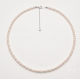 Dainty white freshwater pearl necklace, 4–4.5mm AAAA seed pearls, adjustable princess length