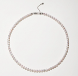Classic white freshwater pearl necklace, princess length, 5.5-6mm AAAA round pearls