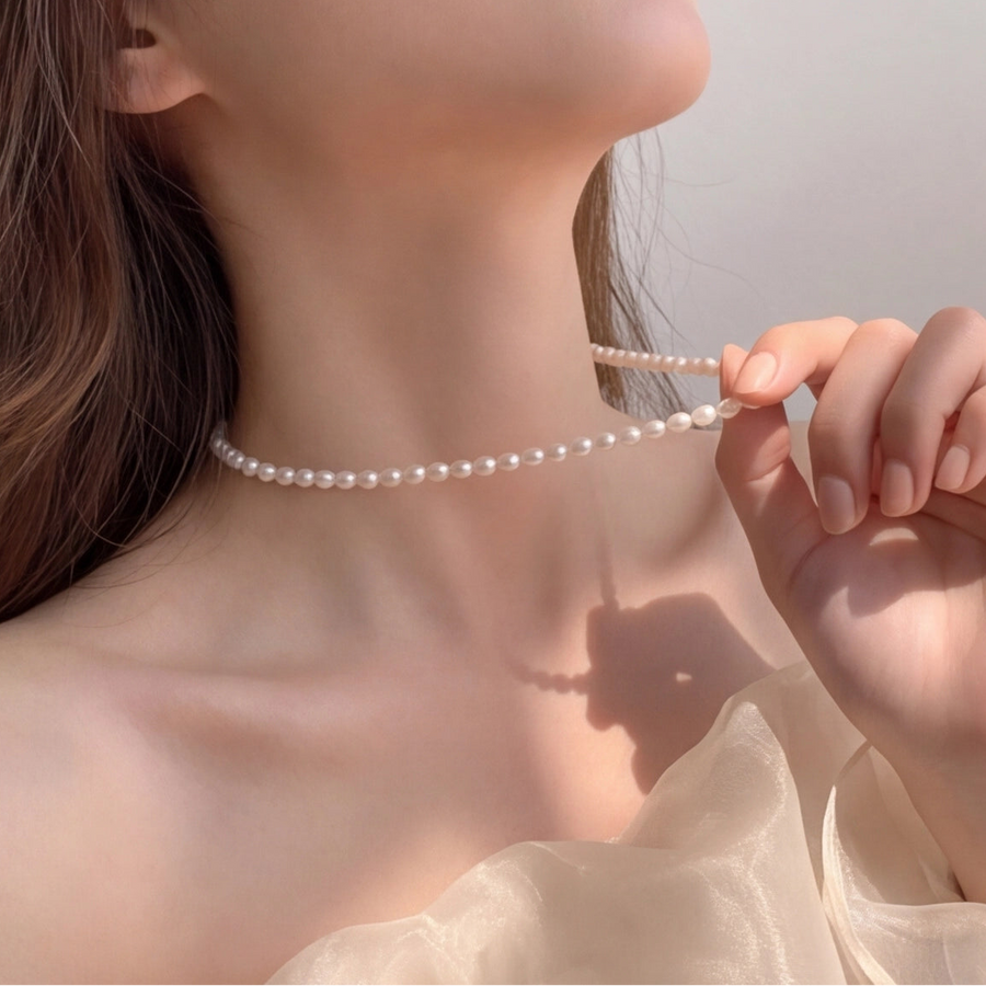 5–5.5mm freshwater drop pearl necklace — alternate angle