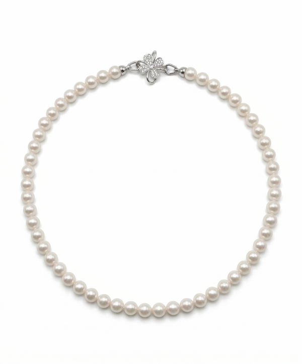 Freshwater Pearl Necklace with Flower Clasp | 7-8mm AAA Pearls