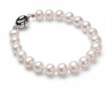 White freshwater pearl bracelet, 7-8mm AAAA round pearls