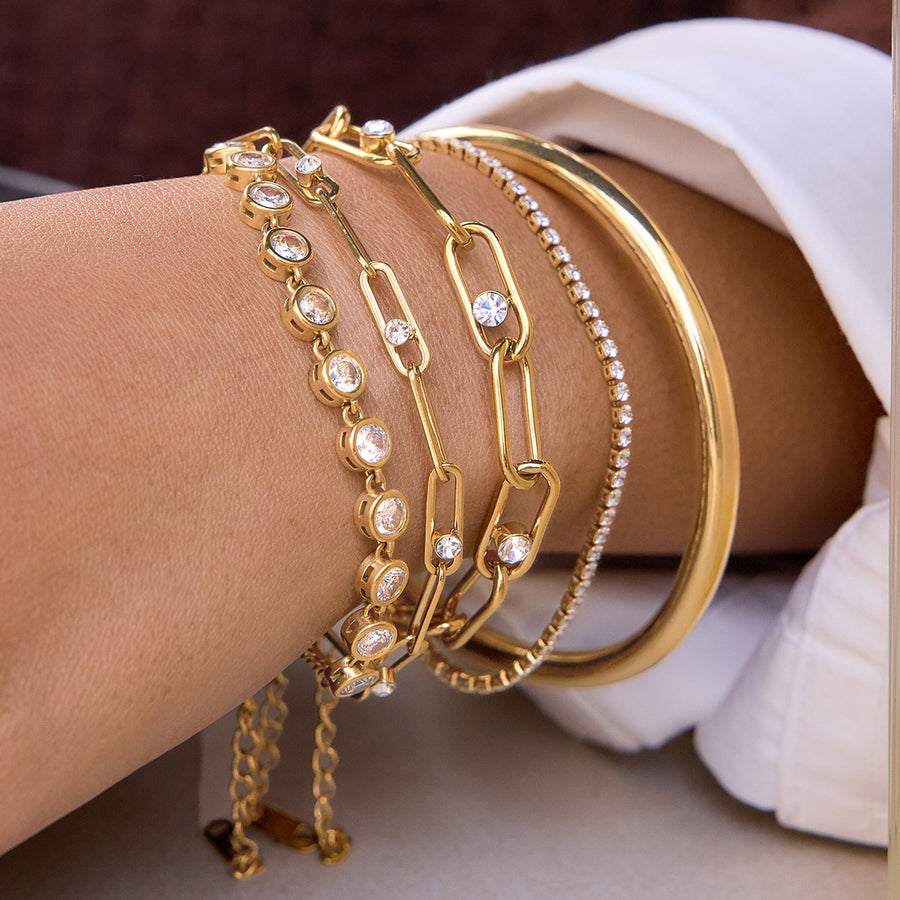 Rivet Chunky Link Bracelet, 18k Gold Plated Steel