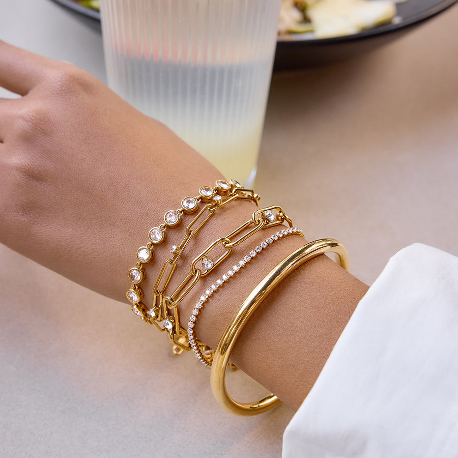 Rivet Chunky Link Bracelet, 18k Gold Plated Steel