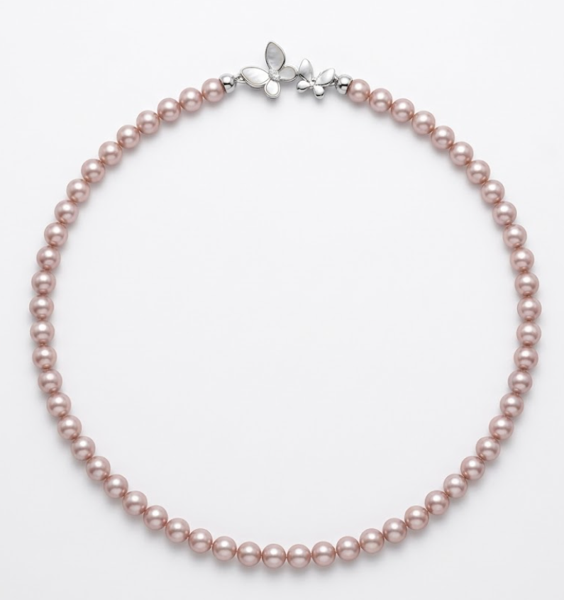 Lavender Freshwater Pearl Necklace | 7–7.5mm AAAA Round | Butterfly Clasp