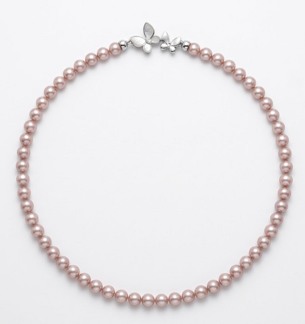 Lavender Freshwater Pearl Necklace | 7–7.5mm AAAA Round | Butterfly Clasp