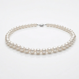 Hand-matched 8.5–9mm AAAA pearls from Zhejiang — strand detail