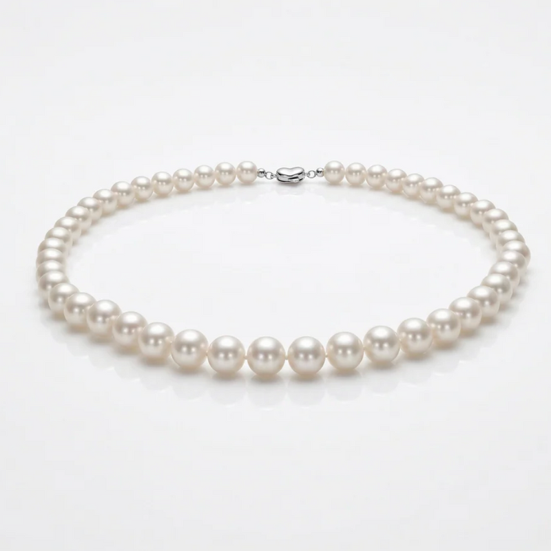 Hand-matched 8.5–9mm AAAA pearls from Zhejiang — strand detail