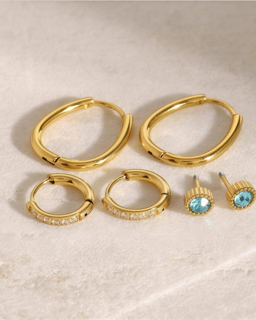 All six pieces laid out together, showing the true relative size of the three pairs