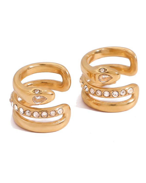 Triple ear cuff pair in 18k gold plated stainless steel on white