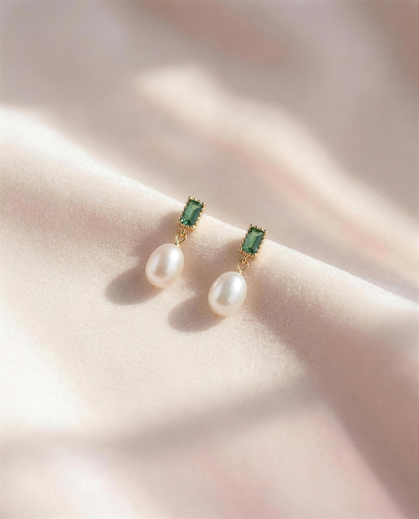 Play of Light Green Stone Pearl Drops
