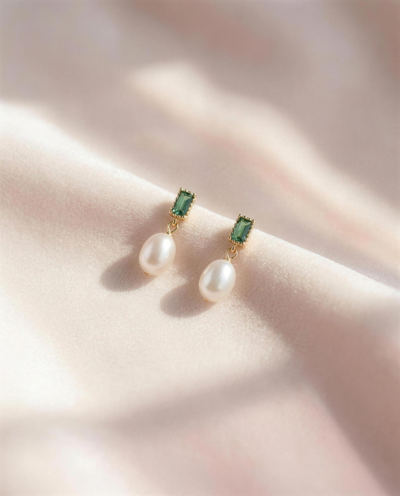 Play of Light Green Stone Pearl Drops