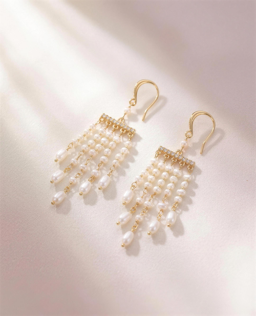 Play of Light Pearl Tassel Drop Earrings