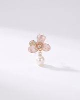 Blush Enamel Bloom Pearl Drops freshwater pearl earring on a clean white background