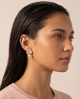 Blush Enamel Bloom Pearl Drops freshwater pearl earring profile view on the ear
