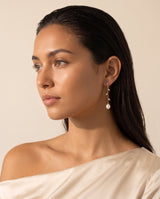 Gold Vine Pearl Drops freshwater pearl earring profile view on the ear
