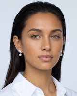 Solitaire and Pearl Studs freshwater pearl earring front view, both earrings