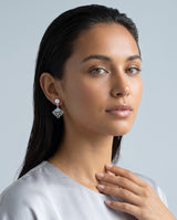 Fan Shell Pearl Drops freshwater pearl earring from ear to collarbone
