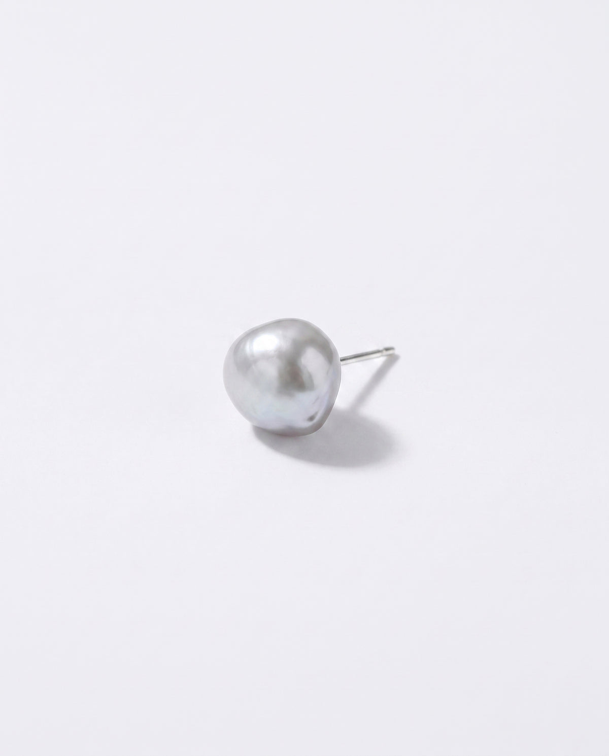 Grey Baroque Pearl Studs freshwater pearl earring on a clean white background