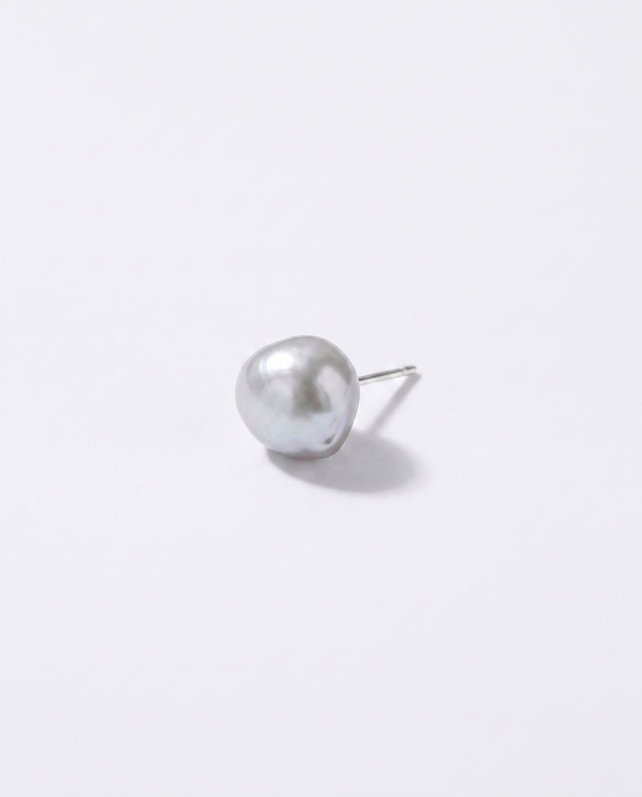 Grey Baroque Pearl Studs freshwater pearl earring on a clean white background