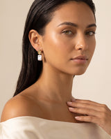 Rectangle Baroque Pearl Drops freshwater pearl earring ear to collarbone