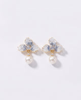 Blue Petal Pearl Studs freshwater pearl earring on a clean white background